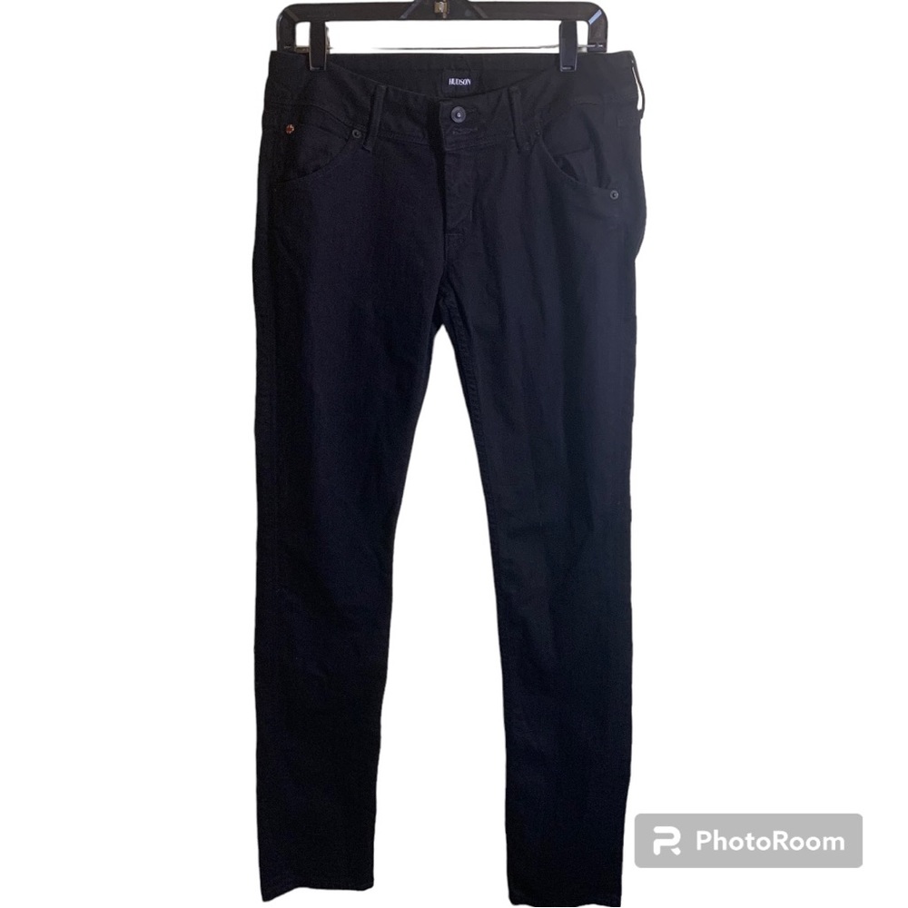 Collin flap Hudson skinny jeans in black, size 28